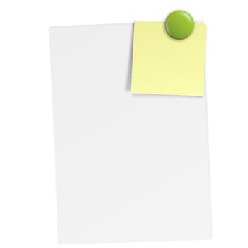 White note with sticky note and magnet