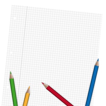 Sheet of paper squared with pens