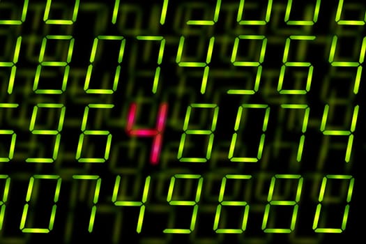 Digital numbers with one highlighted
