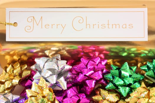 Merry Christmas message and bows