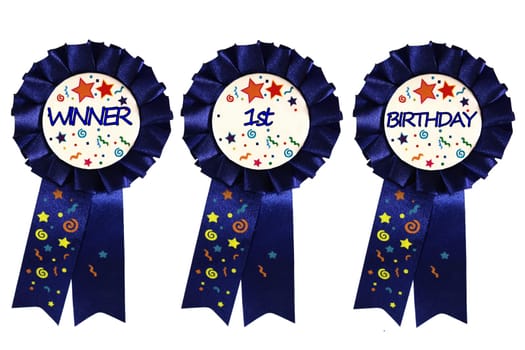 Three rosettes on white background