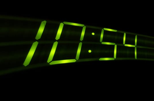 Digital time swish on black background