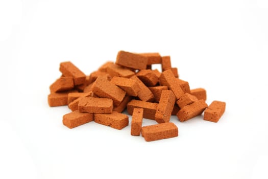 Pile of bricks isolated