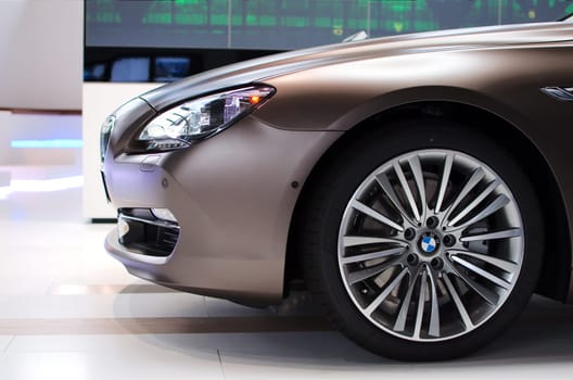 MUNICH - SEPTEMBER 19: New model BMW 640i at BMW Welt Expo center on September 19, 2012 in Munich