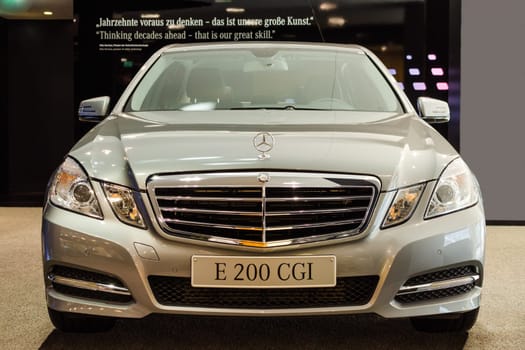 BERLIN - MARCH 16: New model Mercedes-Benz E 200 CGI at Mercedes-Benz Gallery on March 16, 2013 in Berlin