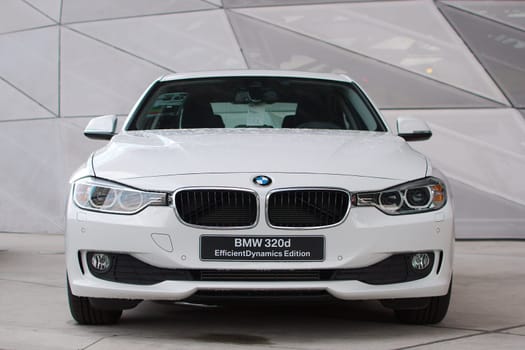MUNICH - SEPTEMBER 19: New model BMW 320d EfficientDynamics at BMW Welt Expo center on September 19, 2012 in Munich