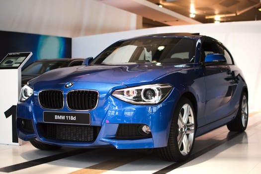 MUNICH - SEPTEMBER 19: New model BMW 118d at BMW Welt Expo center on September 19, 2012 in Munich