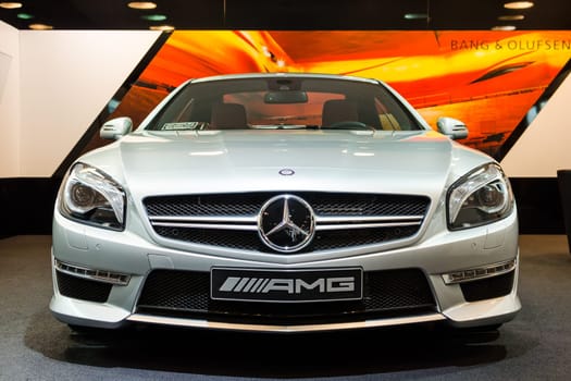 BERLIN - MARCH 16: New generation of Mercedes-Benz SL 63 AMG at Mercedes-Benz Gallery on March 16, 2013 in Berlin