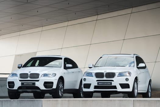 MUNICH - SEPTEMBER 28: Two new models BMW X-Series at BMW Welt Expo center on September 28, 2012 in Munich