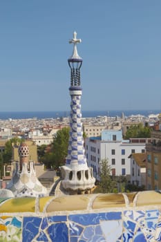 The famous Park Guell in Barcelona (Catalunya, Spain). Vertically.