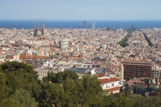 Aerial view of the town of Barcelona. (Catalunya, Spain)