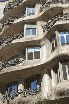 Casa Mila in Barcelona. Vertically.(Catalunya, Spain)