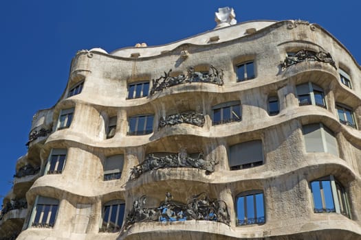 Casa Mila in Barcelona. Horizontally.(Catalunya, Spain)
