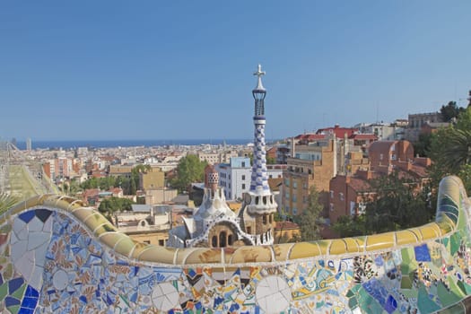 The famous Park Guell in Barcelona (Catalunya, Spain). Horizontally.