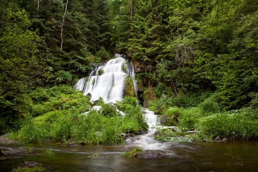 Thusfall - 28 meters high - waterfall of the Eger that plunges 1x a year at Pentecost in the Thus near Dürnberg from the Mühlbach into the depths