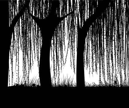 Willow tree silhouette, abstract art