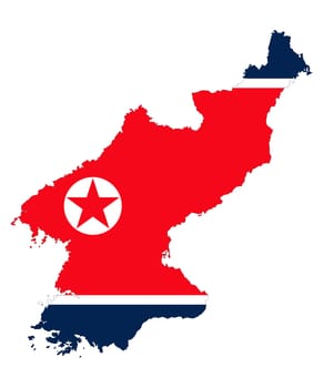 Democratics People republic of Korea, detailed outline map and flag over white background.