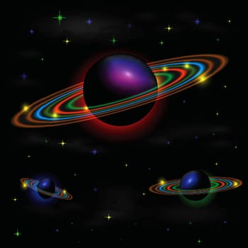 colorful illustration with space background for your design