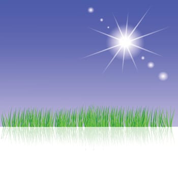 colorful illustration with  green grass for your design