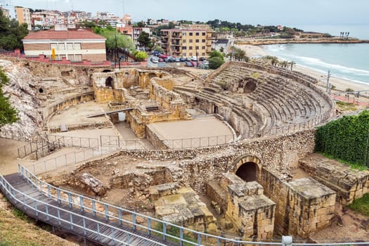 Ruins of the ancient amphitheater in Tarragona, Spain