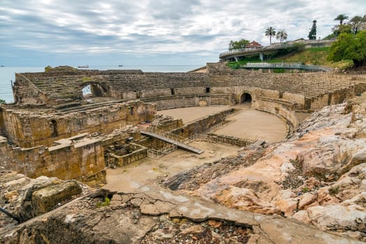Ruins of the ancient amphitheater in Tarragona, Spain