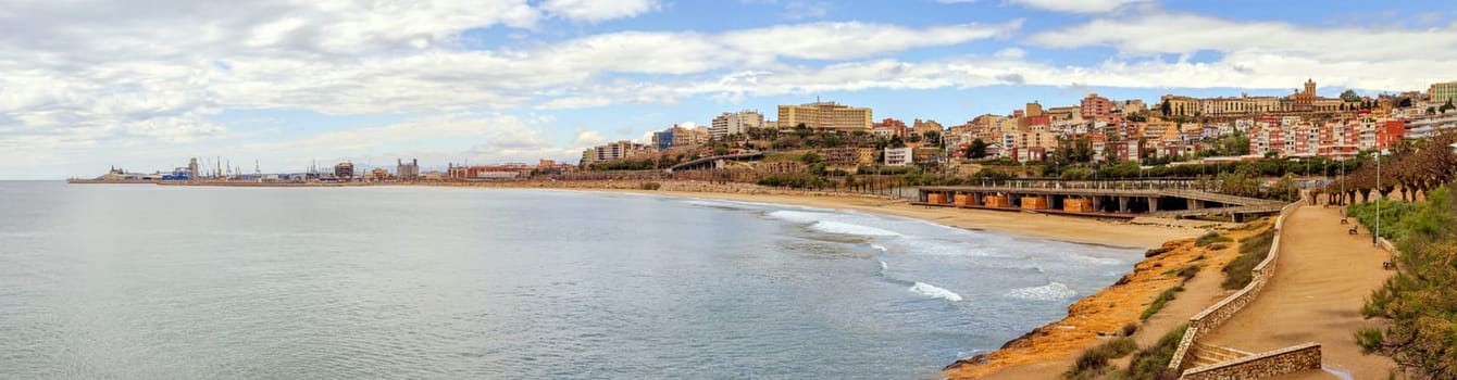 a panoramic view of Miracle Beach and the city of Tarragona, Spain