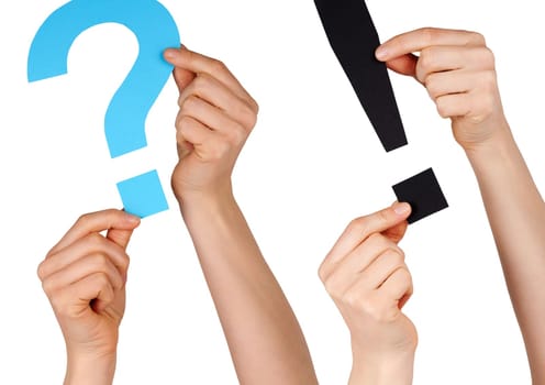 two punctuation marks, one question mark and one interrogation mark, isolated