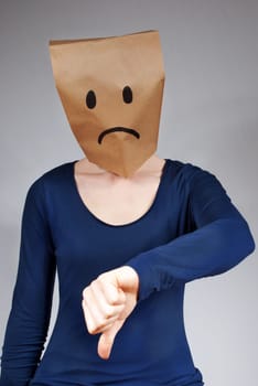a person symbolizes sadness or something mad, gray background