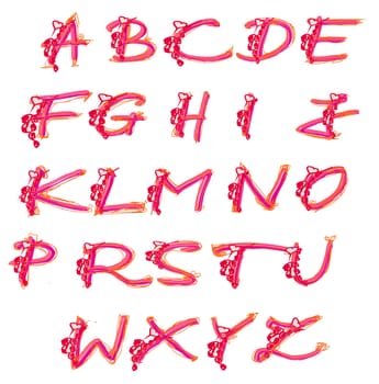 ornate doodle alphabet, hand drawn letters