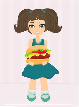 cute little girl with sandwich