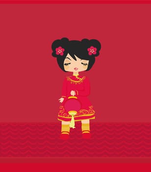 A chinese girl and her beautiful lantern