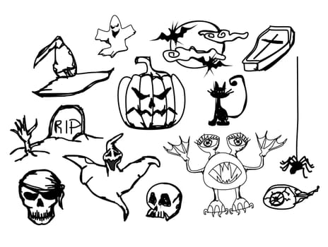 Set with halloween doodles