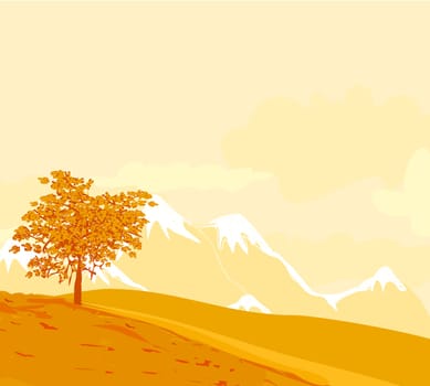 Beautiful vector autumn on mountain landscape
