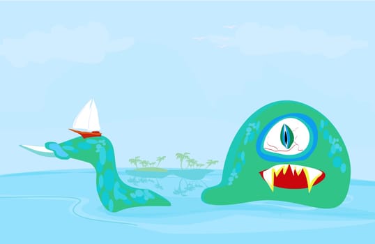 lake monster vector
