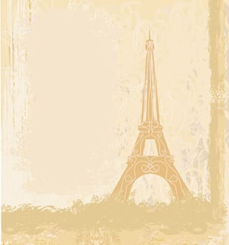 vintage retro Eiffel card on abstract background