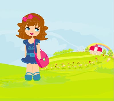 girl going to school