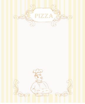 chef with pizza -  menu vector illustartion