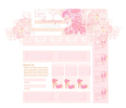 Fashion shopping Website template with woman silhouette