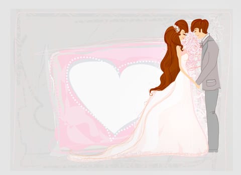 elegant wedding invitation with wedding couple