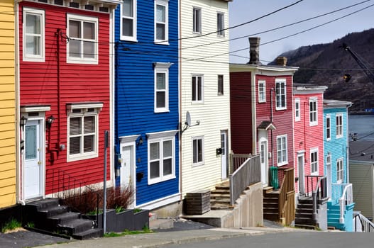 Row of colorful houses in the city of Saint John's, Newfoundland, Canada.