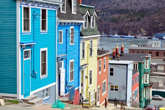 Row of colorful houses in the city of Saint John's, Newfoundland, Canada.