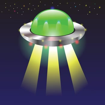colorful illustration with spaceship for your design