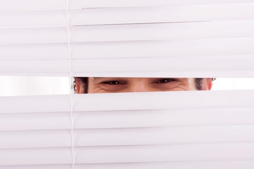 hands apart on the window blindshands apart