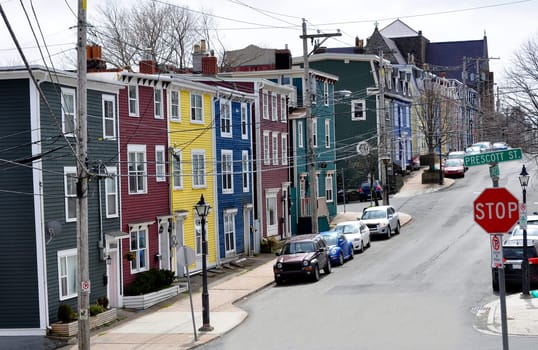Row of colorful houses in the city of Saint John's, Newfoundland, Canada.