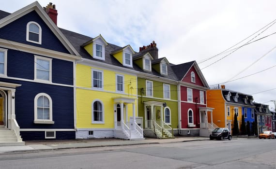 Row of colorful houses in the city of Saint John's, Newfoundland, Canada.