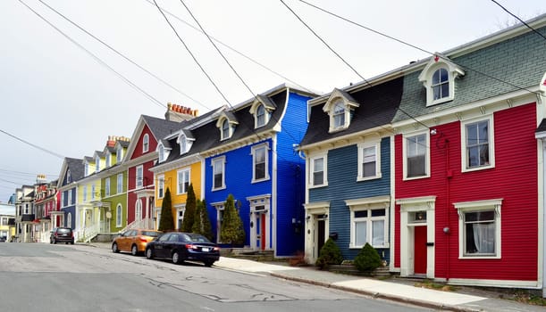 Row of colorful houses in the city of Saint John's, Newfoundland, Canada.