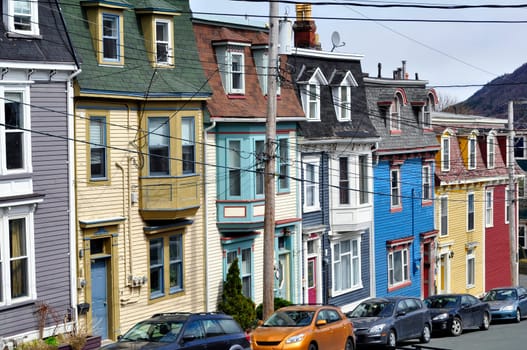 Row of colorful houses in the city of Saint John's, Newfoundland, Canada.