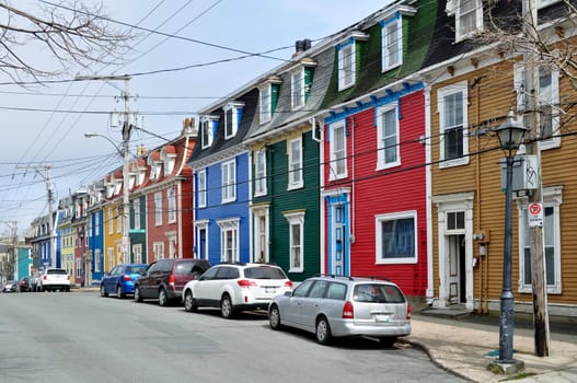 Row of colorful houses in the city of Saint John's, Newfoundland, Canada.