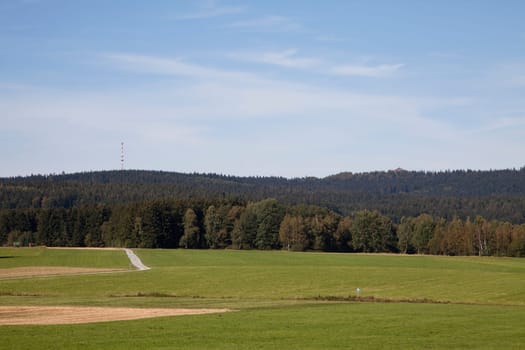 Waldstein summit in the Fichtel Mountains with water protection area