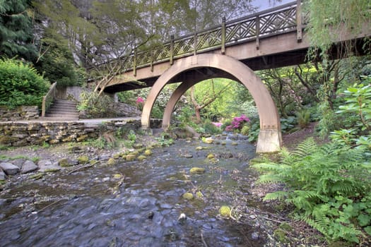 Steps to the the Wooden Bridge Arches at Crystal Springs Rhododendron Garden